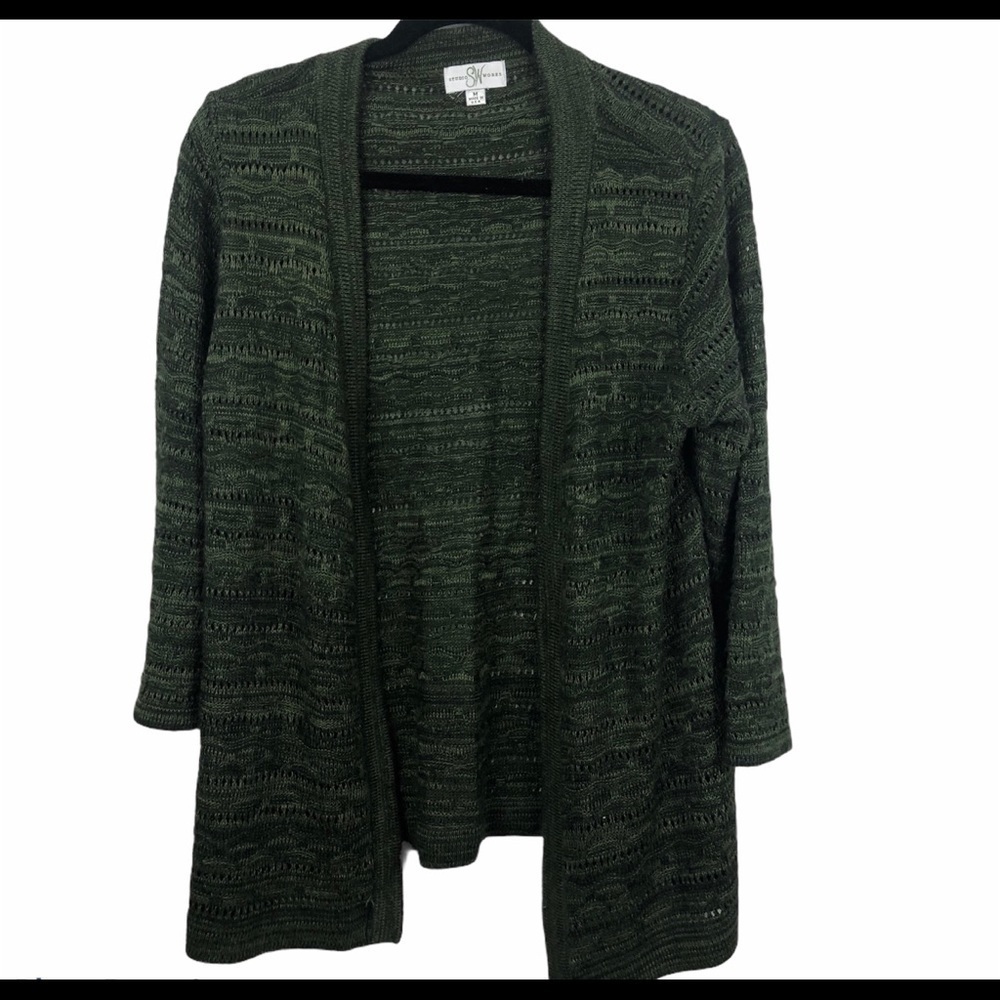 Studio works women’s green knit cardigan medium